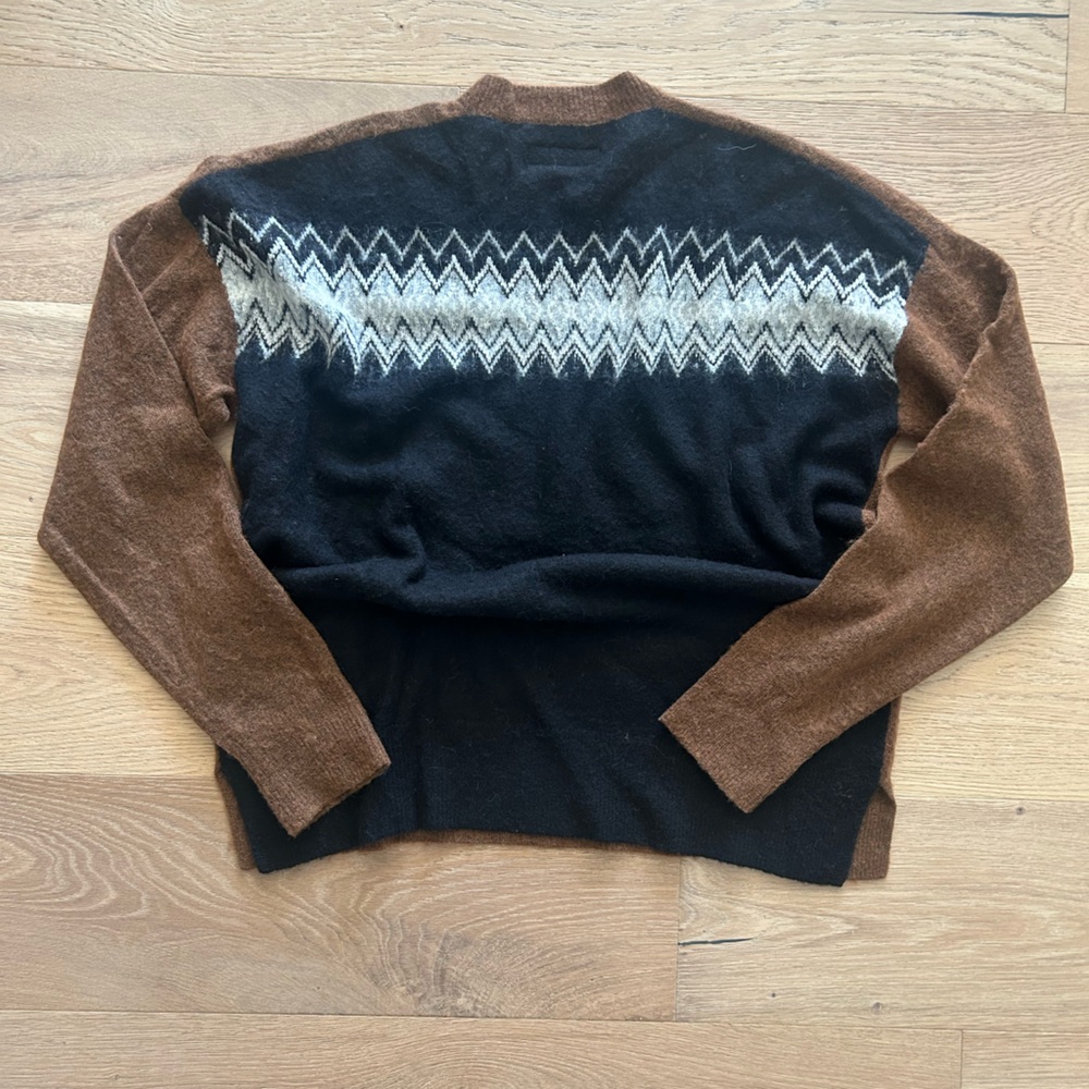 All Saints Ewan Crew Brown and Black Oversized Sweater